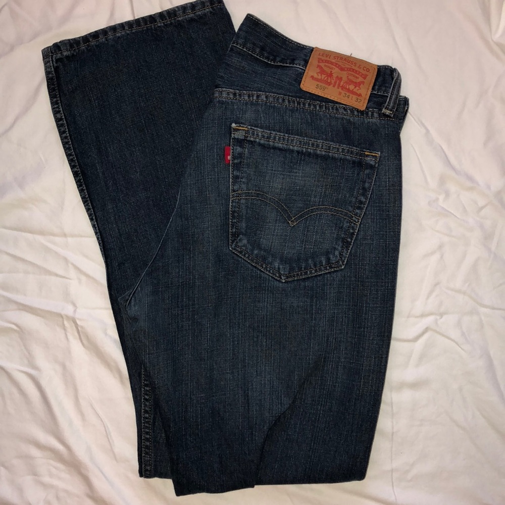 Levi 559 34x32 Relaxed Straight Stretch Jeans Dark